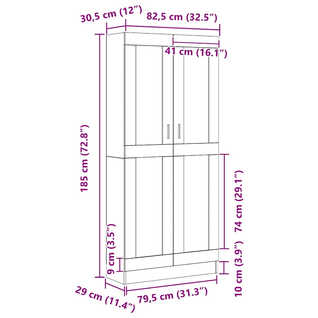 Boekenkast Zwart Eiken 82,5 x 30,5 x 185 cm Bewerkt hout is nu te koop bij PeponiXL, paradijselijk wonen!