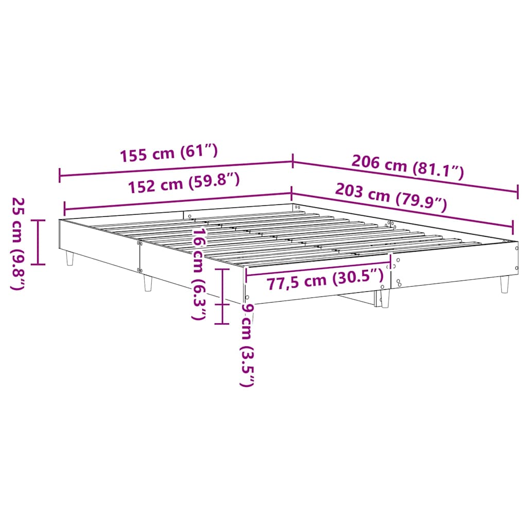Bedframe 2 pcs Sonoma 152 x 203 cm Bewerkt hout is nu te koop bij PeponiXL, paradijselijk wonen!