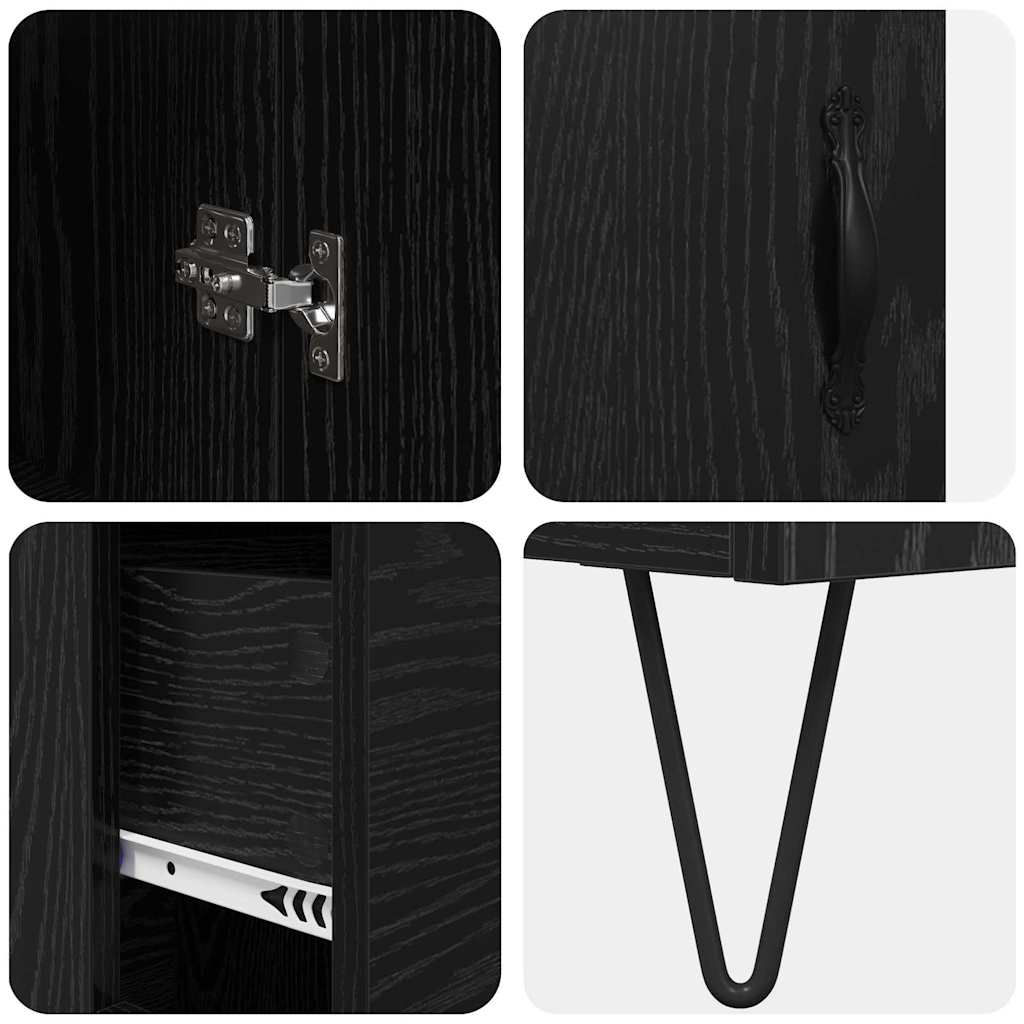 Hoge kast met lade Zwart Eiken 69,5 x 34 x 90 cm Bewerkt hout is nu te koop bij PeponiXL, paradijselijk wonen!