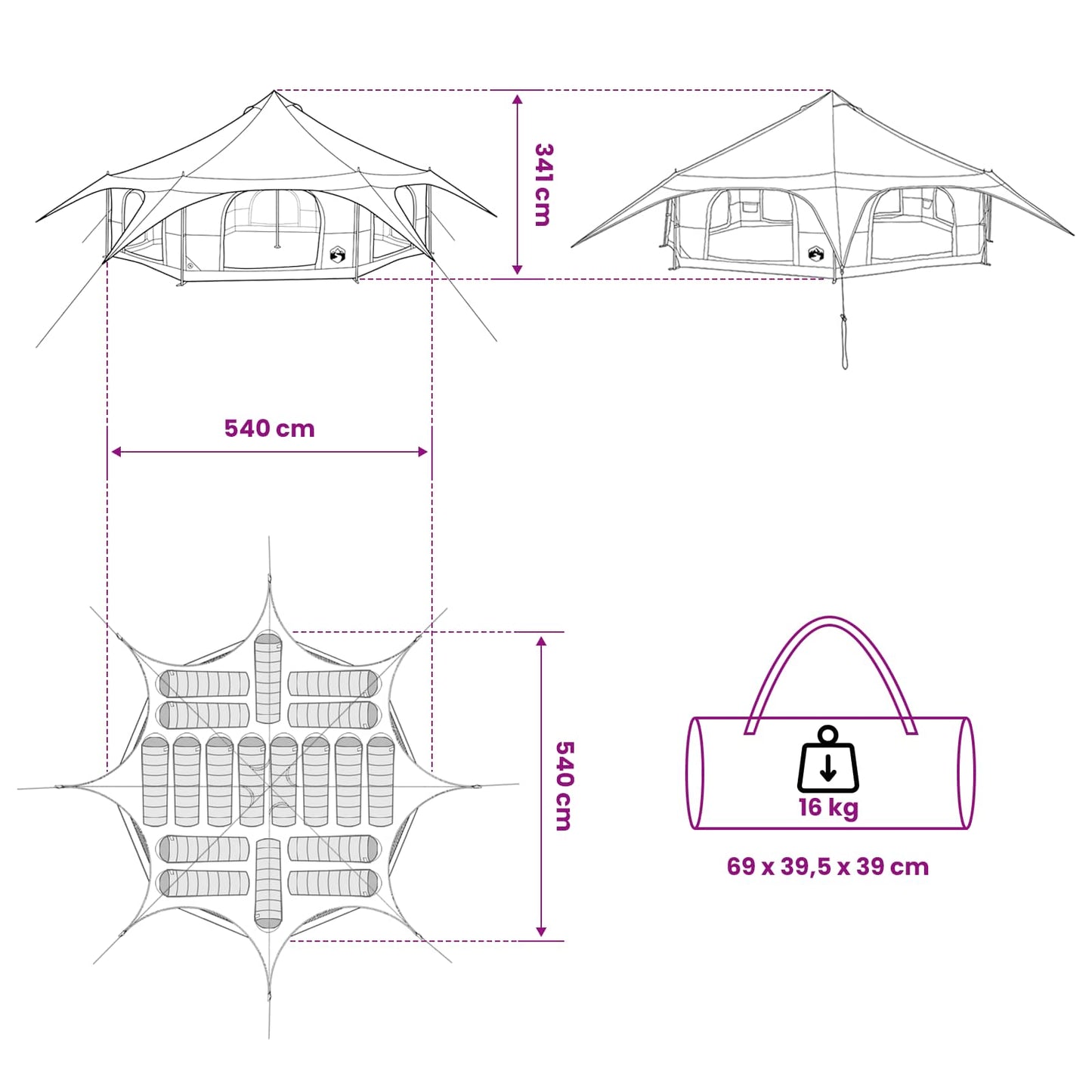Gezinstent Groen 18-Persoon 185T Polyester met PU Coating is nu te koop bij PeponiXL, paradijselijk wonen!