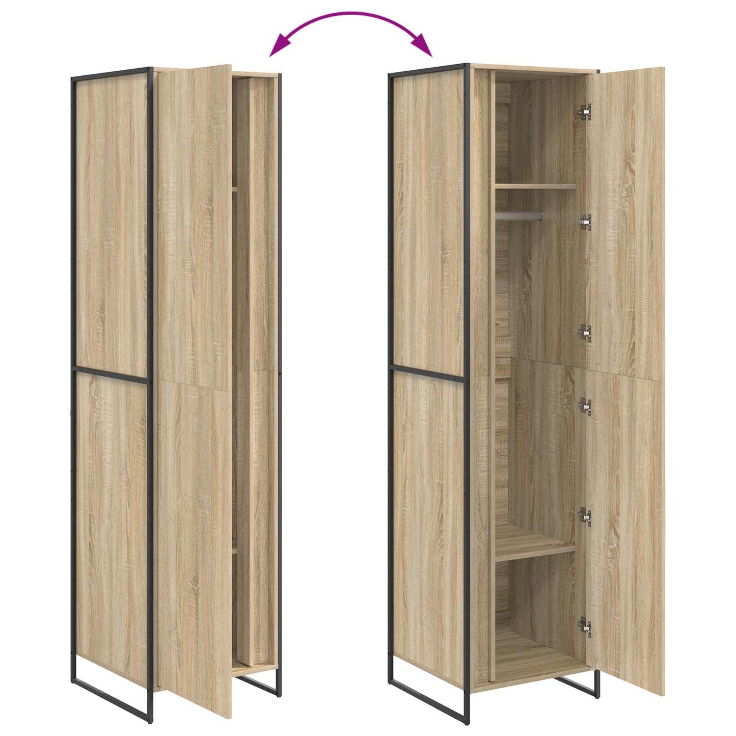 Warderobe met opslag 2 pcs Sonoma 50 x 50 x 200 cm Bewerkt hout is nu te koop bij PeponiXL, paradijselijk wonen!