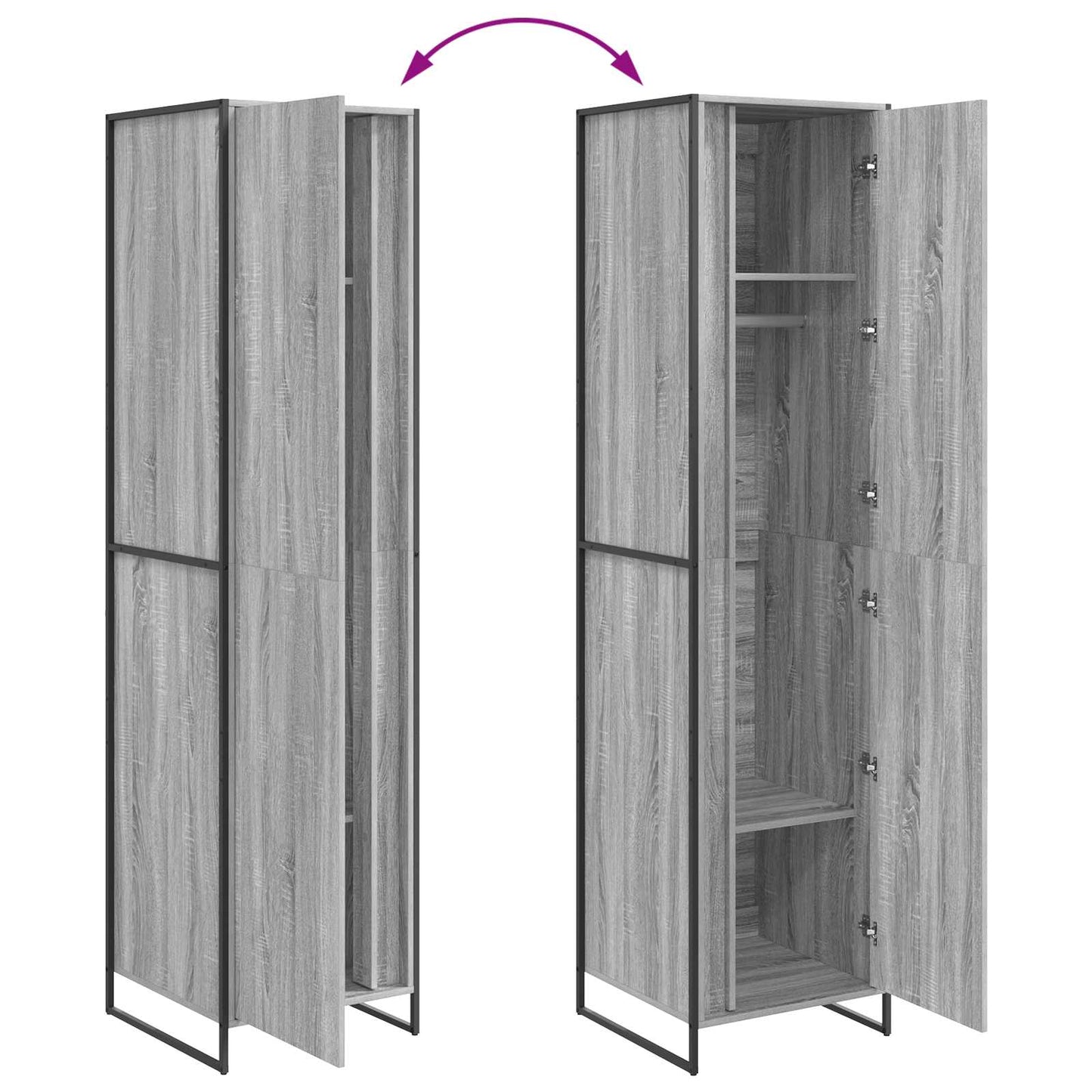 Warderobe 2 pcs Grijs Sonoma 50 x 50 x 200 cm Bewerkt hout is nu te koop bij PeponiXL, paradijselijk wonen!