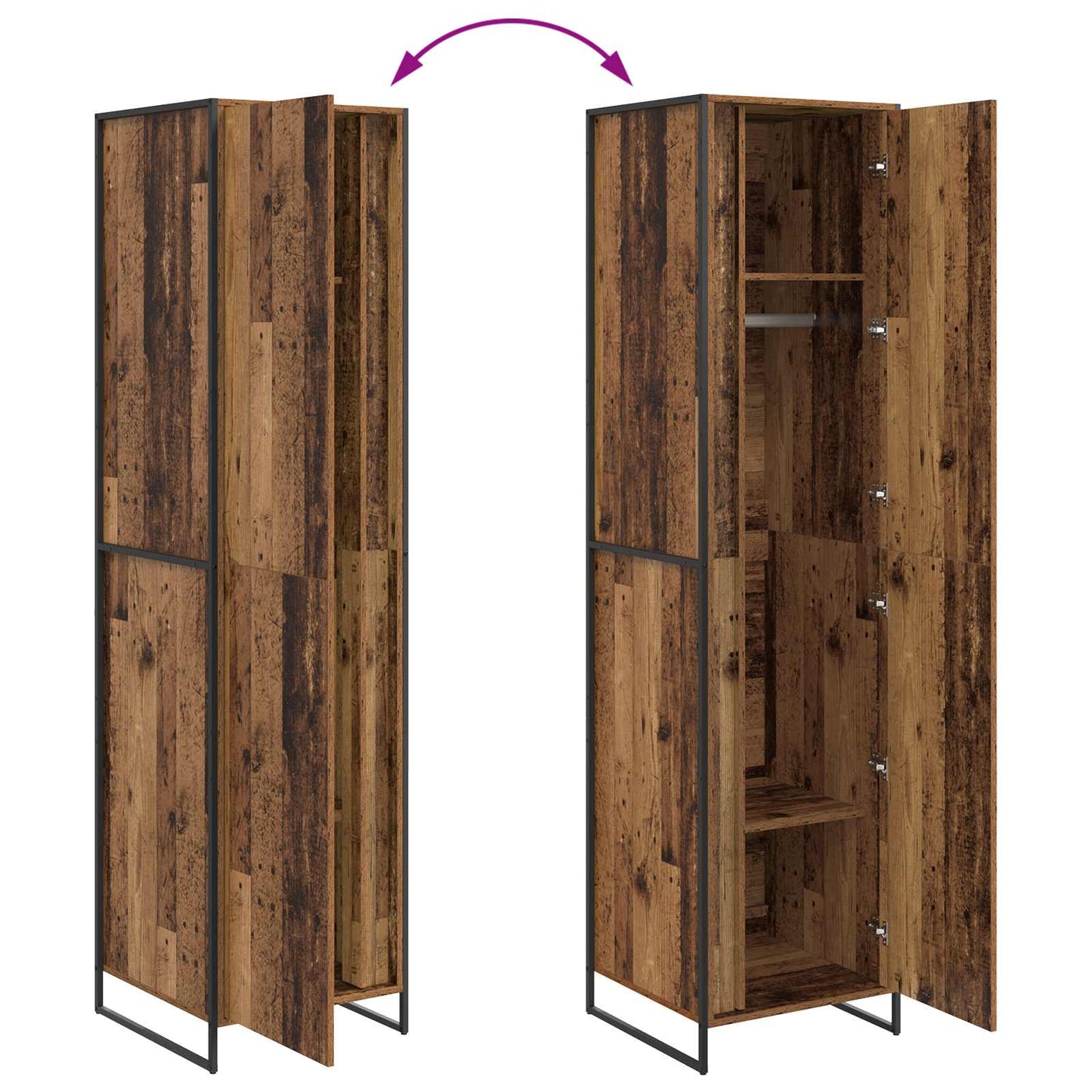 Warderobe 2 pcs Oud Hout 50 x 50 x 200 cm Bewerkt hout is nu te koop bij PeponiXL, paradijselijk wonen!