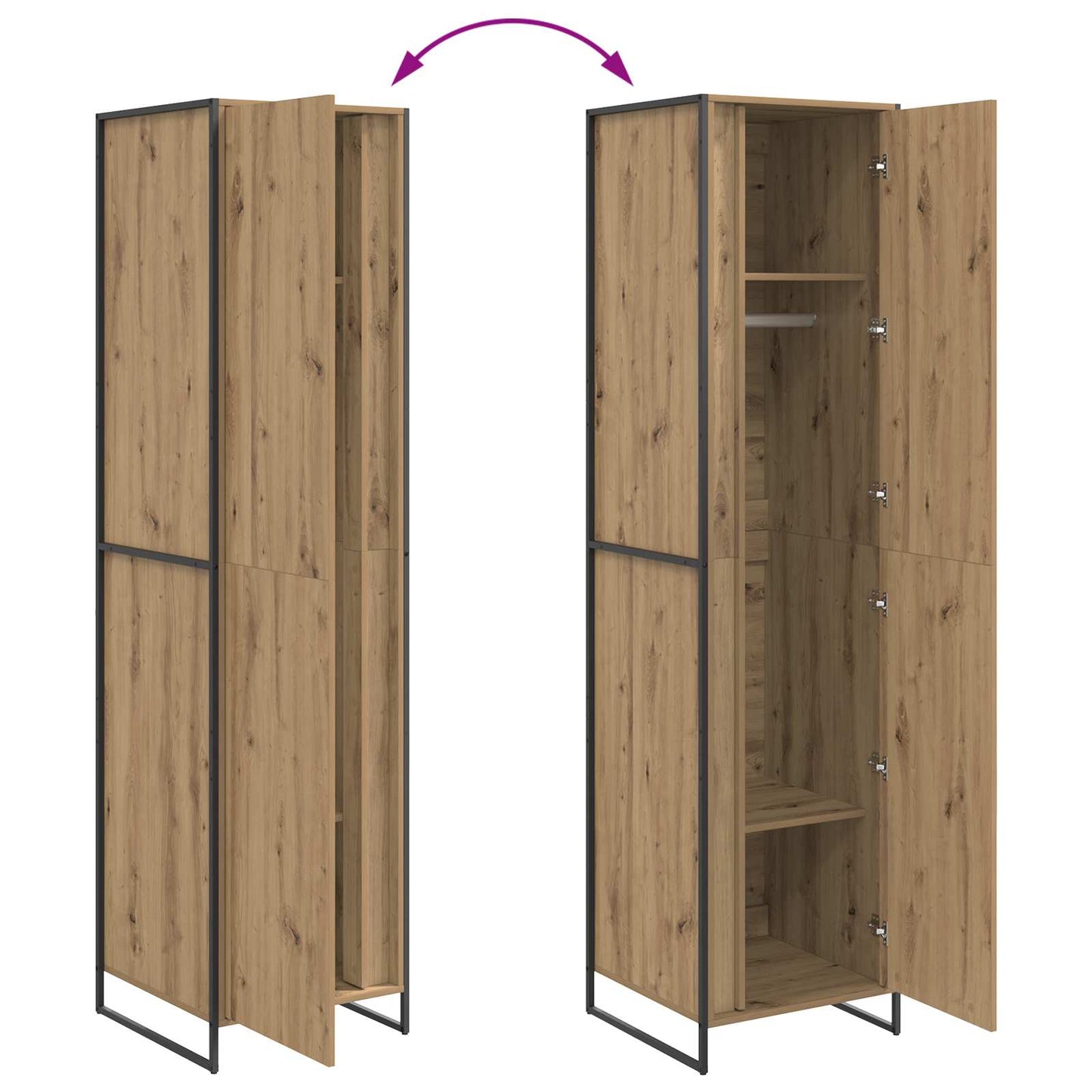 Warderobe met opslag 2 pcs Ambachtelijk eiken 50 x 50 x 200 cm is nu te koop bij PeponiXL, paradijselijk wonen!