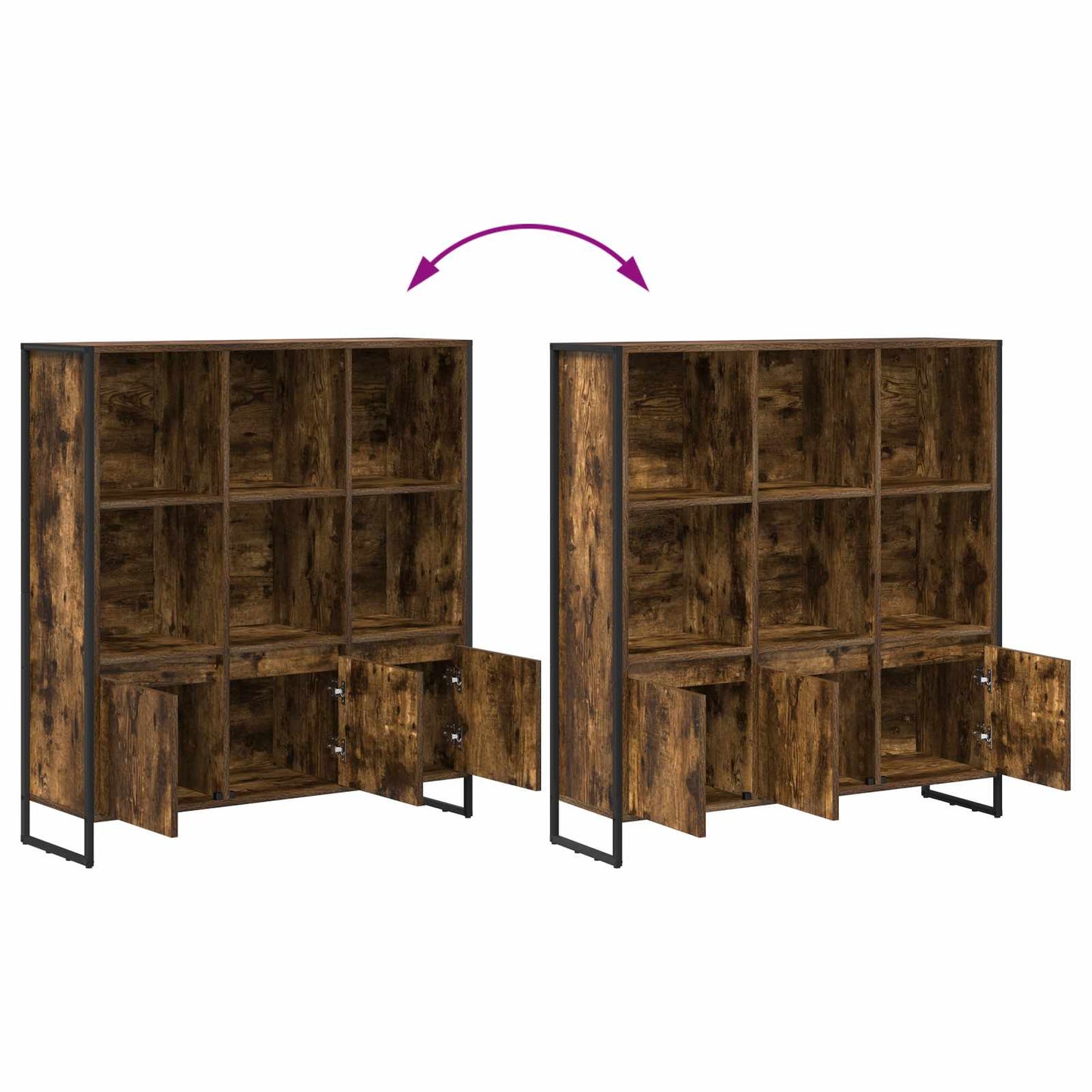 Boekenkast 2 pcs Rook Eik 99,5 x 30 x 108,5 cm Bewerkt hout is nu te koop bij PeponiXL, paradijselijk wonen!