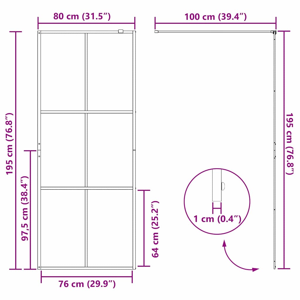 Inloop Douche Wand Zwart 80 x 195 cm gehard glas is nu te koop bij PeponiXL, paradijselijk wonen!