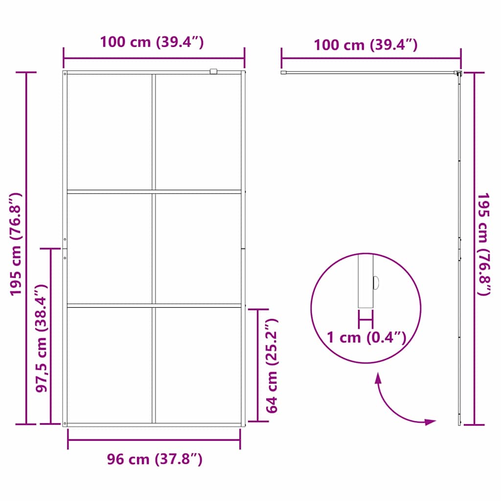 Inloop Douche Wand Zwart 100 x 195 cm gehard glas is nu te koop bij PeponiXL, paradijselijk wonen!