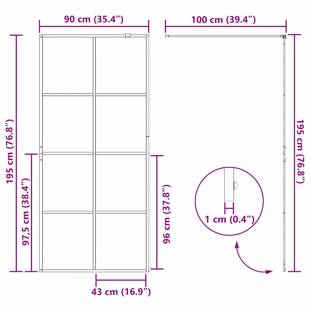 Inloop Douche Wand Zwart 90 x 195 cm gehard glas is nu te koop bij PeponiXL, paradijselijk wonen!