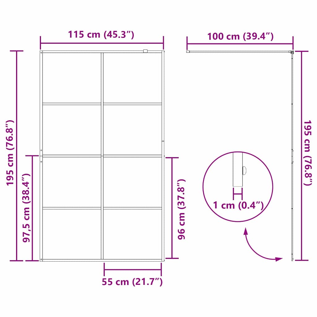 Inloop Douche Wand Zwart 115 x 195 cm gehard glas is nu te koop bij PeponiXL, paradijselijk wonen!