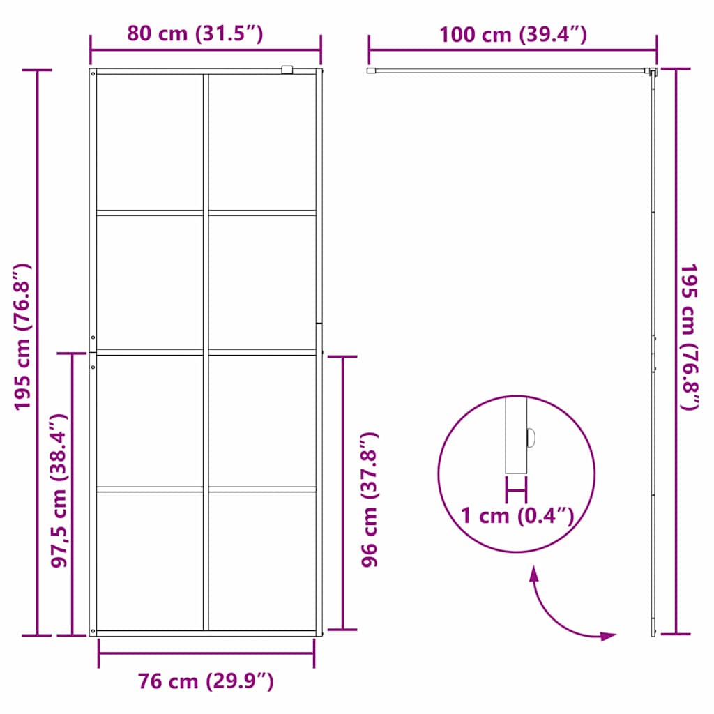 Inloop Douche Wand Goud 80 x 195 cm gehard glas is nu te koop bij PeponiXL, paradijselijk wonen!