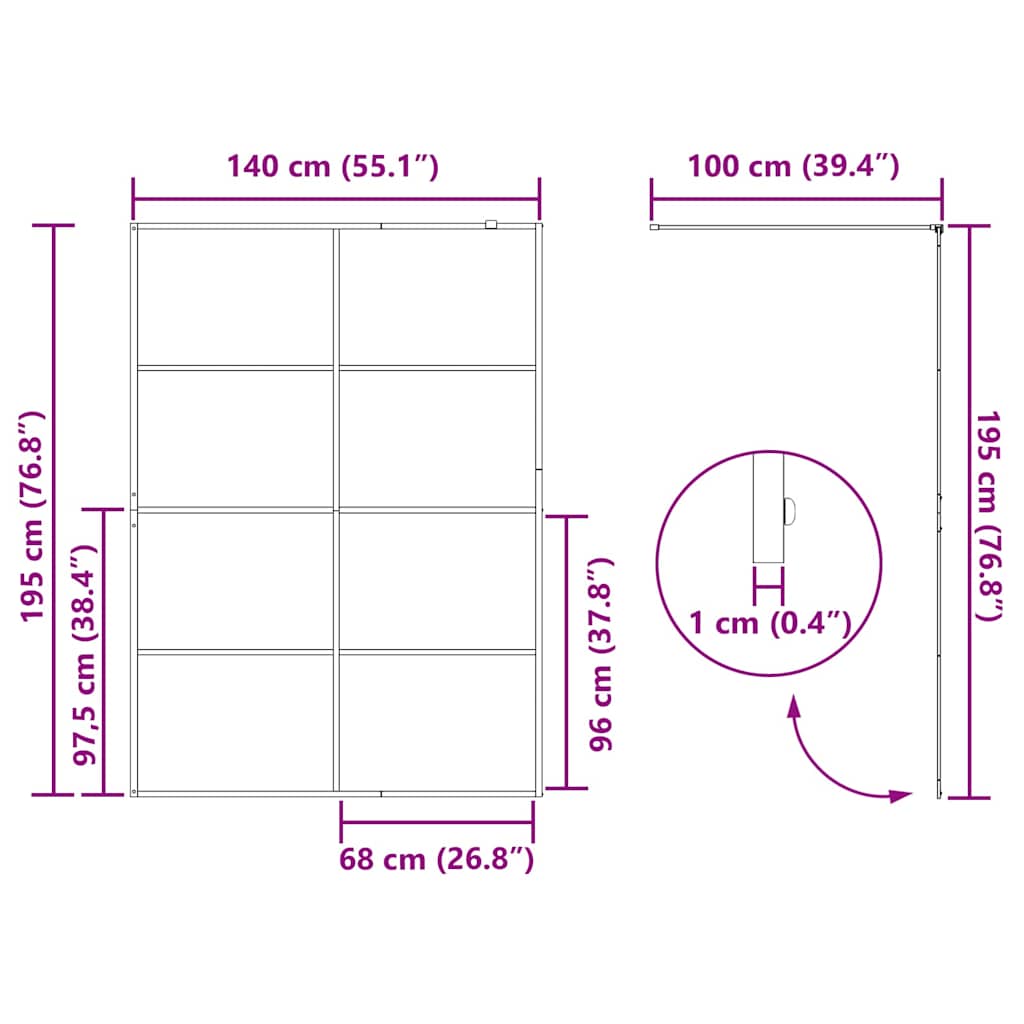 Inloop Douche Wand Goud 140 x 195 cm gehard glas is nu te koop bij PeponiXL, paradijselijk wonen!