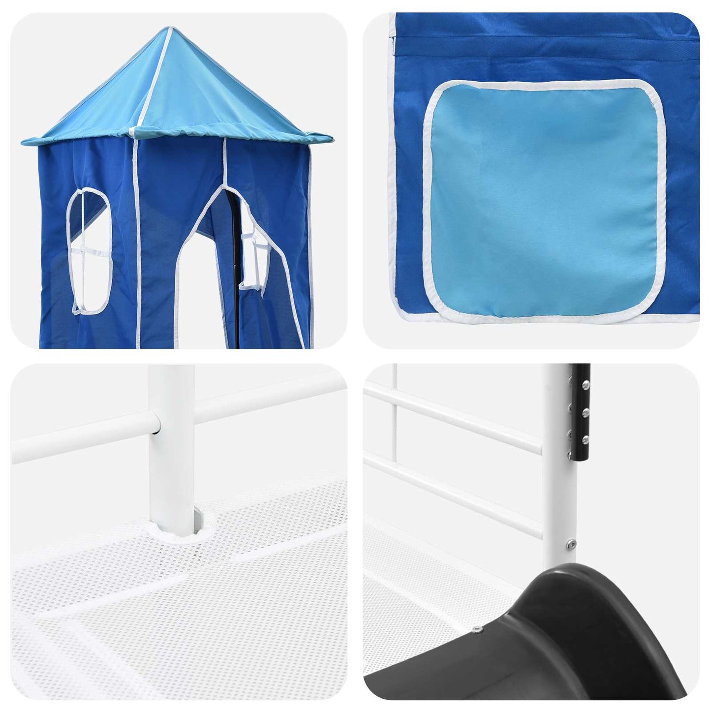 Loftbed voor Kids Wit en Blauw 100 x 190 cm Metaal is nu te koop bij PeponiXL, paradijselijk wonen!