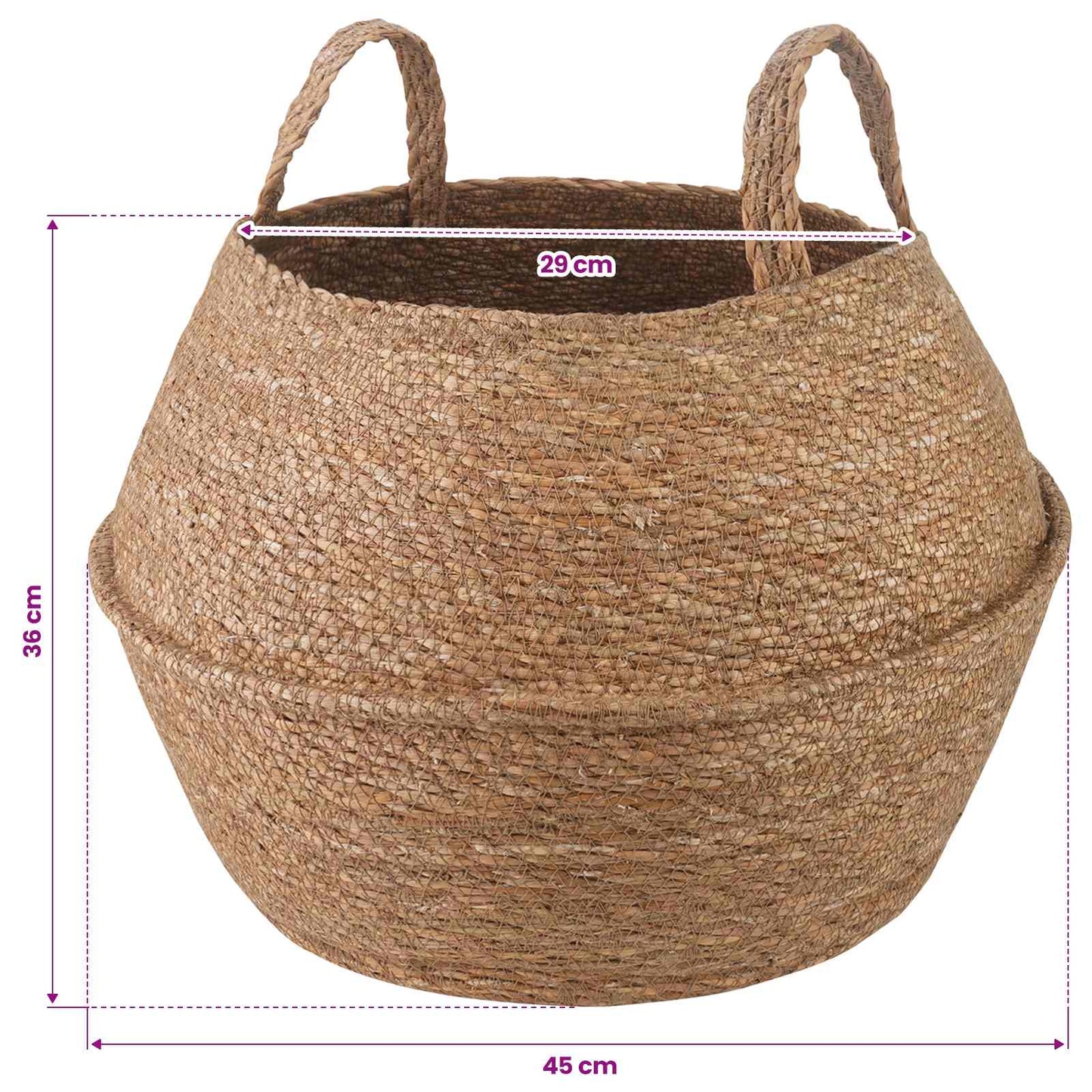 Plantenpot met handvatten Naturel Ø 45 x 36 cm 100% Zeegras