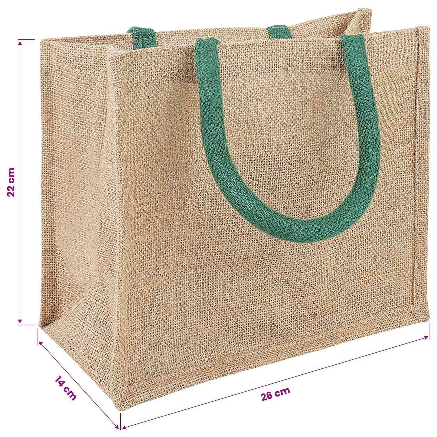 Jute handtassen 5 pcs Natuurlijk en Groen 26 x 22 x 14 cm