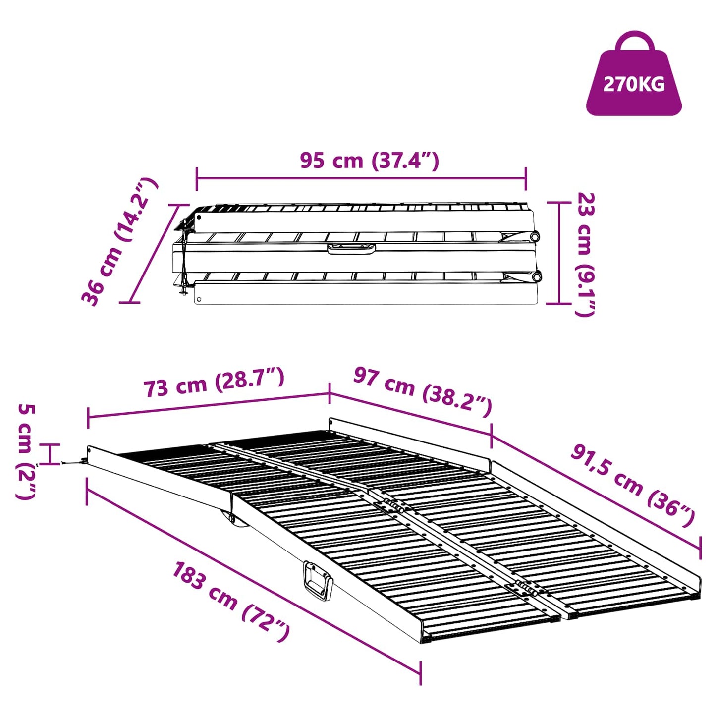 Rolstoelhelling 270 kg Zilver 270 kg Aluminium is nu te koop bij PeponiXL, paradijselijk wonen!