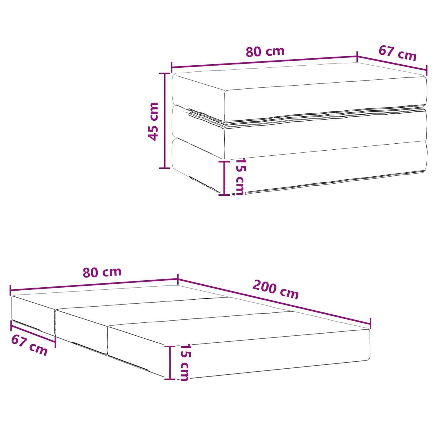 Vouwbare Bankbed 80 x 67 x 45 cm Roze is nu te koop bij PeponiXL, paradijselijk wonen!