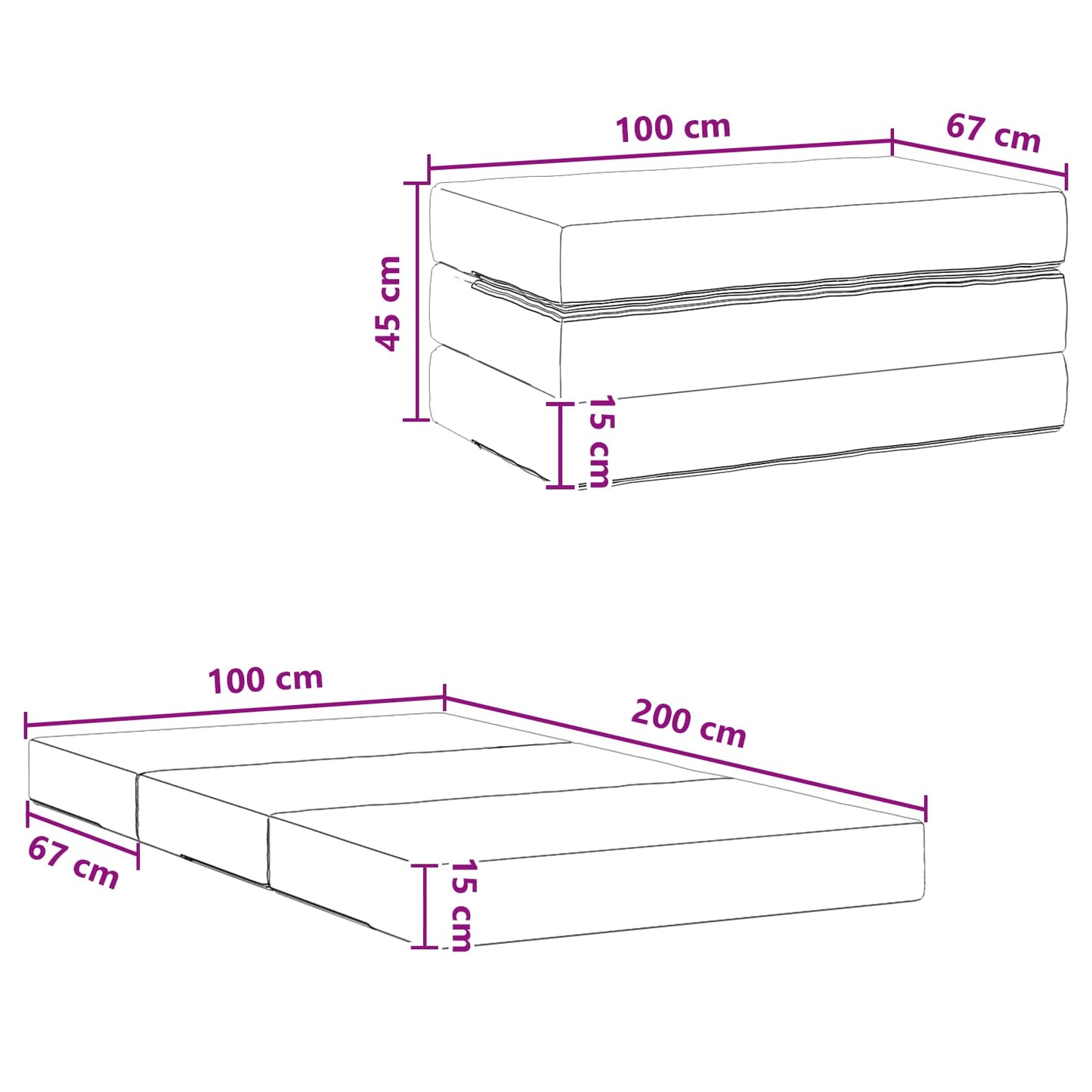Vouwbare Bankbed 100 x 67 x 45 cm Roze is nu te koop bij PeponiXL, paradijselijk wonen!