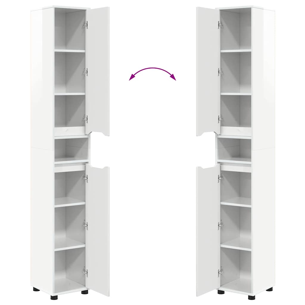 Badkamer Kast Hoogglans wit 30,5 x 30 x 195 cm Bewerkt hout is nu te koop bij PeponiXL, paradijselijk wonen!