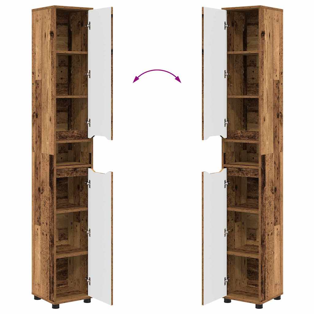 Badkamer Kast Oud Hout 30,5 x 30 x 195 cm Bewerkt hout is nu te koop bij PeponiXL, paradijselijk wonen!