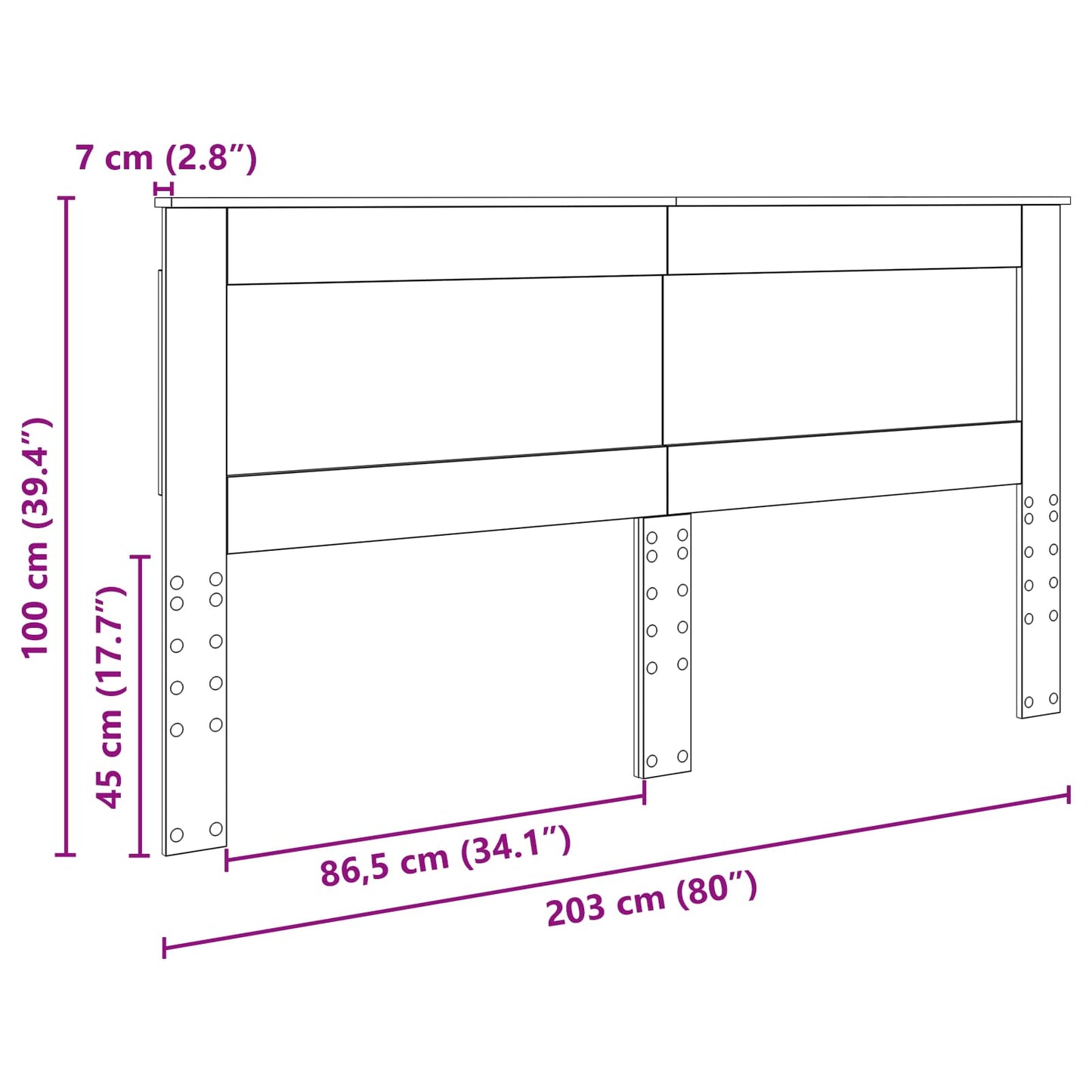 Hoofdbord met hoofdeinde Zwart Eiken 200 cm Bewerkt hout is nu te koop bij PeponiXL, paradijselijk wonen!