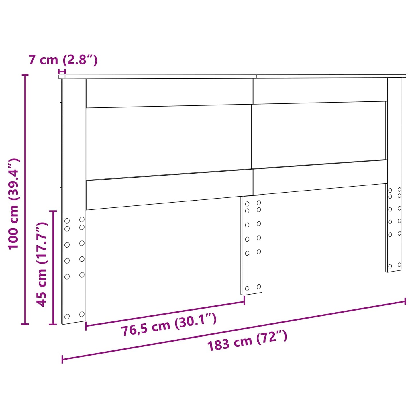 Hoofdbord met hoofdeinde Sonoma Eiken 180 cm Bewerkt hout is nu te koop bij PeponiXL, paradijselijk wonen!