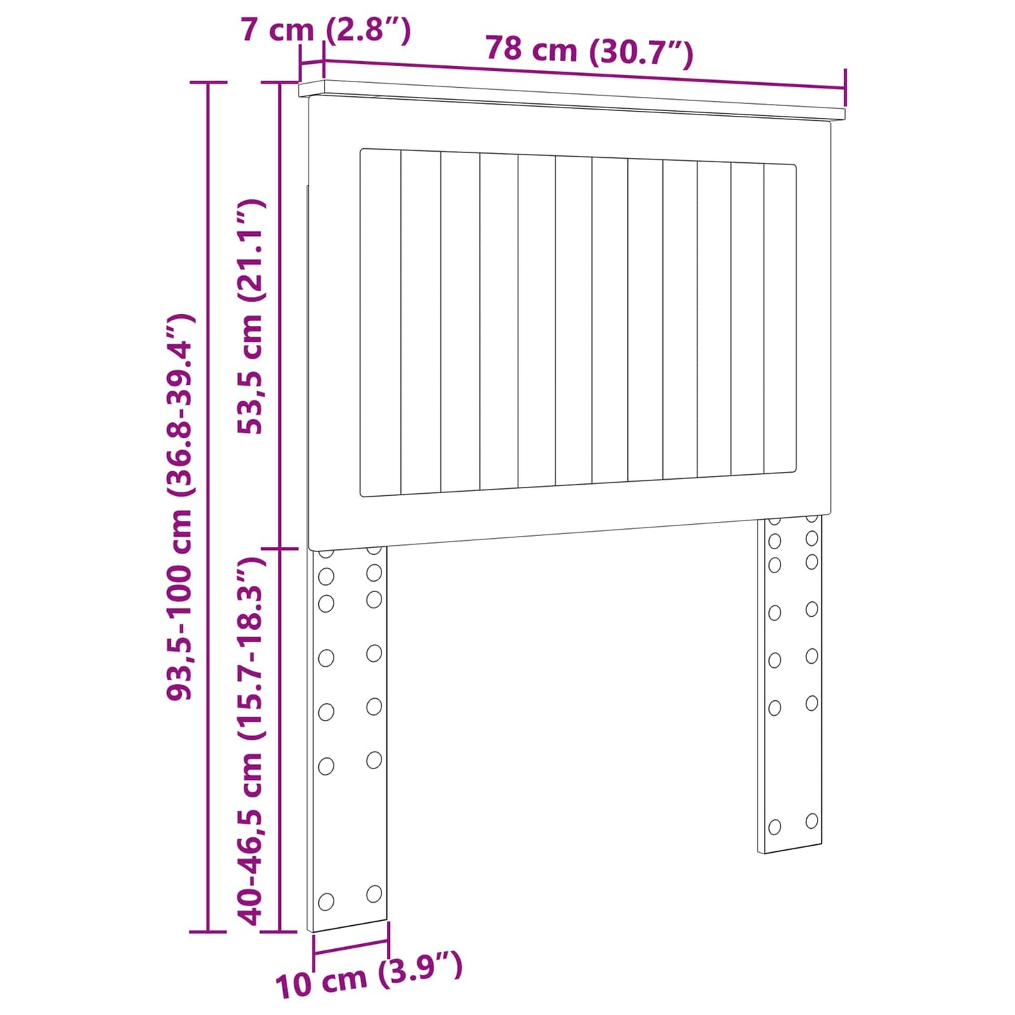Hoofdbord met hoofdeinde Wit 75 cm Bewerkt hout is nu te koop bij PeponiXL, paradijselijk wonen!
