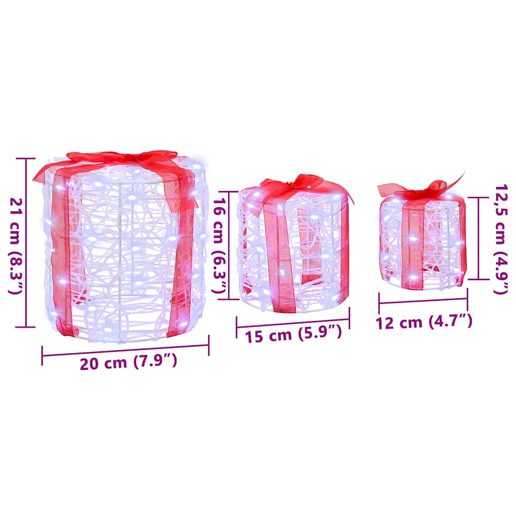 Decoratie voor Geschenkdoos 3 pcs Koudwit 20 x 20 x 21 cm Acryl is nu te koop bij PeponiXL, paradijselijk wonen!