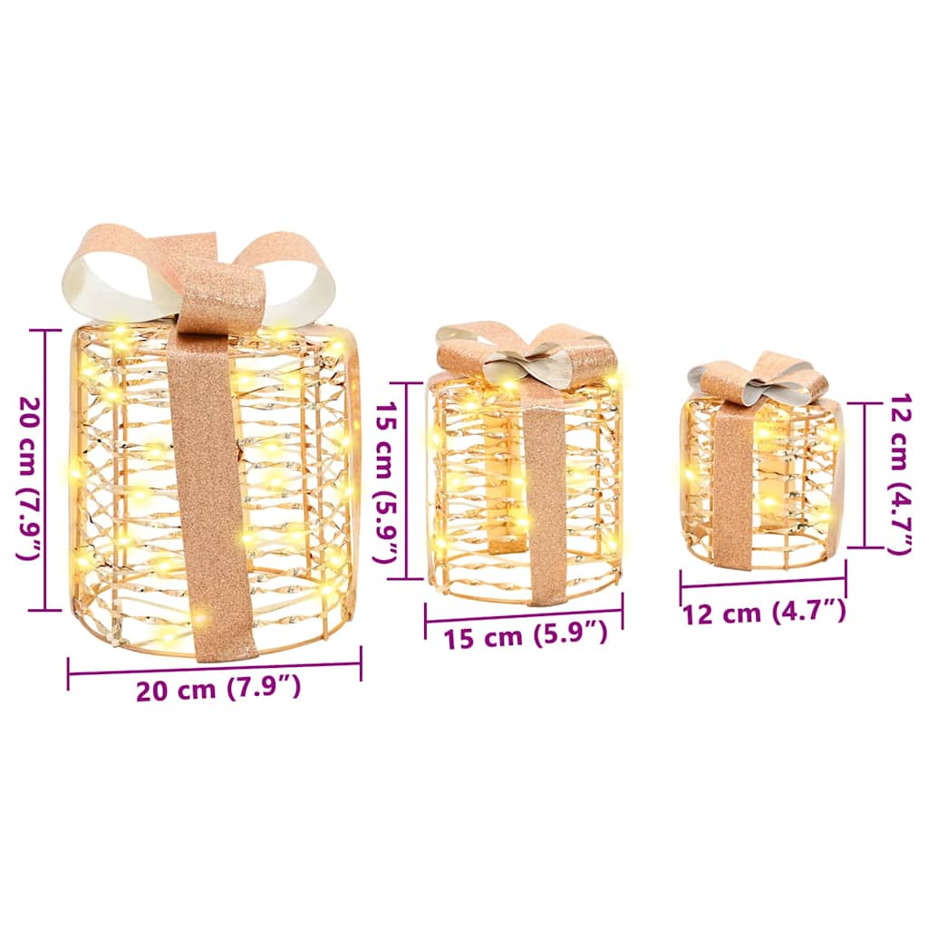 Cadeau Doos Decoratie 3 pcs Warmwit 20 x 20 x 20 cm PET is nu te koop bij PeponiXL, paradijselijk wonen!