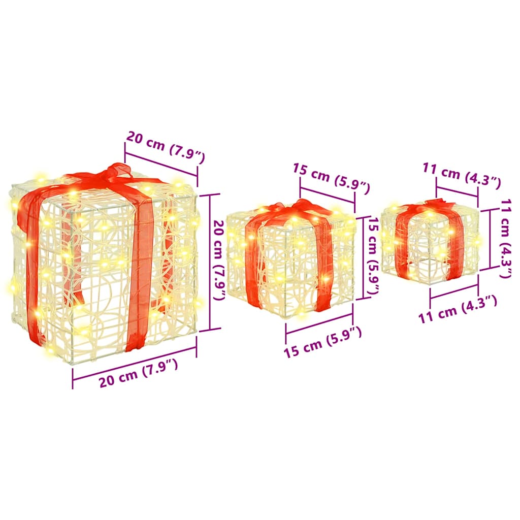 Cadeau Doos met 60 LED 3 pcs Warmwit 20 x 20 x 20 cm Acryl is nu te koop bij PeponiXL, paradijselijk wonen!