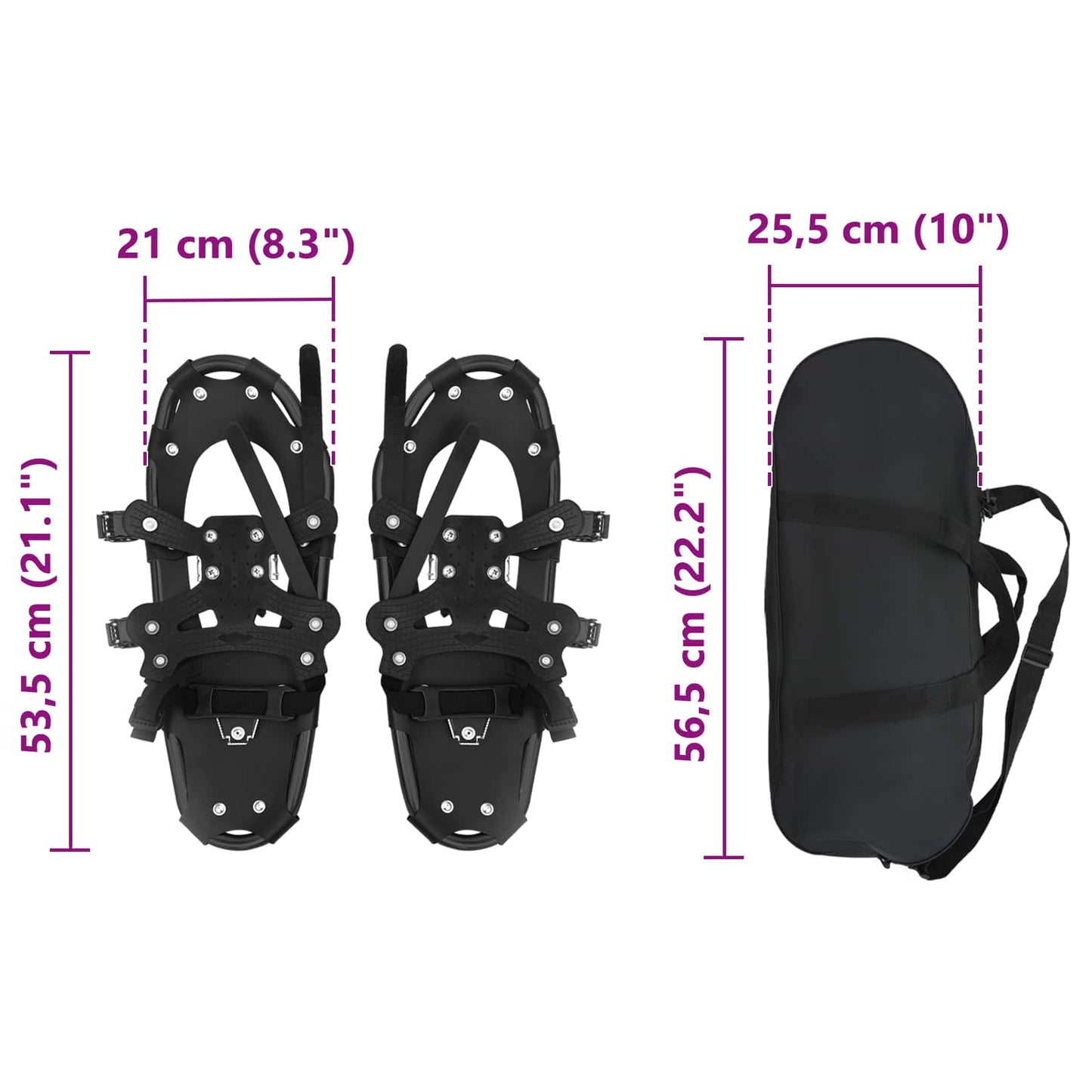 3 in 1 Sneeuwschoenen Zwart 53,5 x 21 cm Aluminium en HDPE is nu te koop bij PeponiXL, paradijselijk wonen!