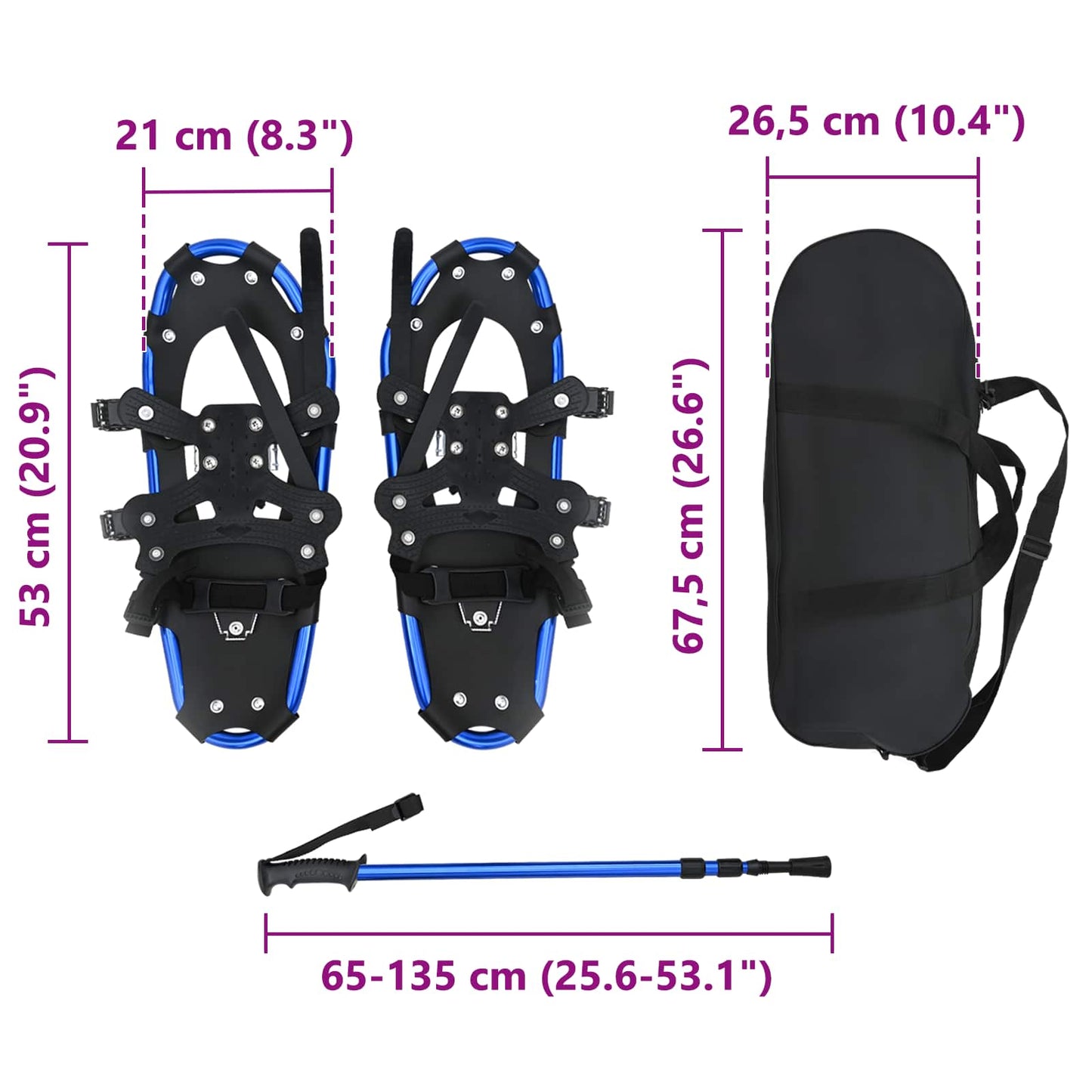 3 in 1 sneeuwschoenen met wandelschoenen Blauw en Zwart is nu te koop bij PeponiXL, paradijselijk wonen!
