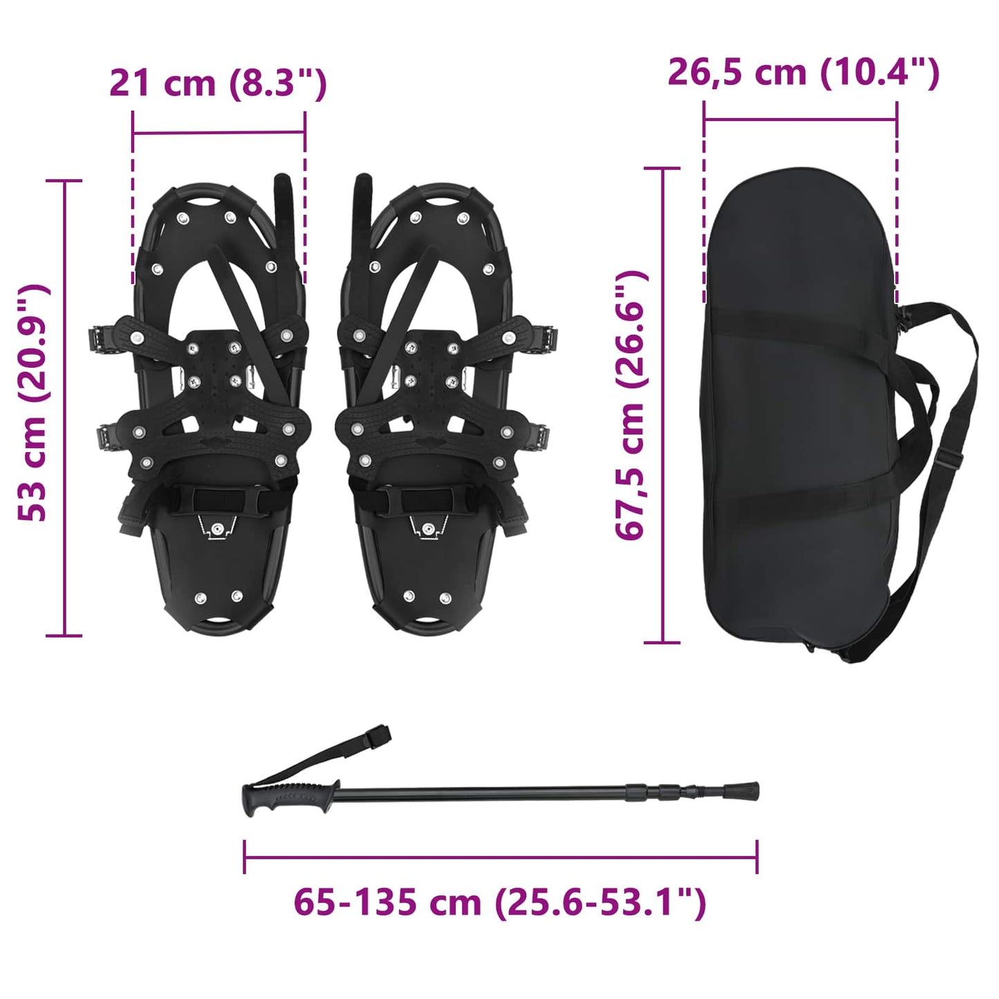 3 in 1 sneeuwschoenen met wandelschoenen Zwart 53 x 21 cm is nu te koop bij PeponiXL, paradijselijk wonen!