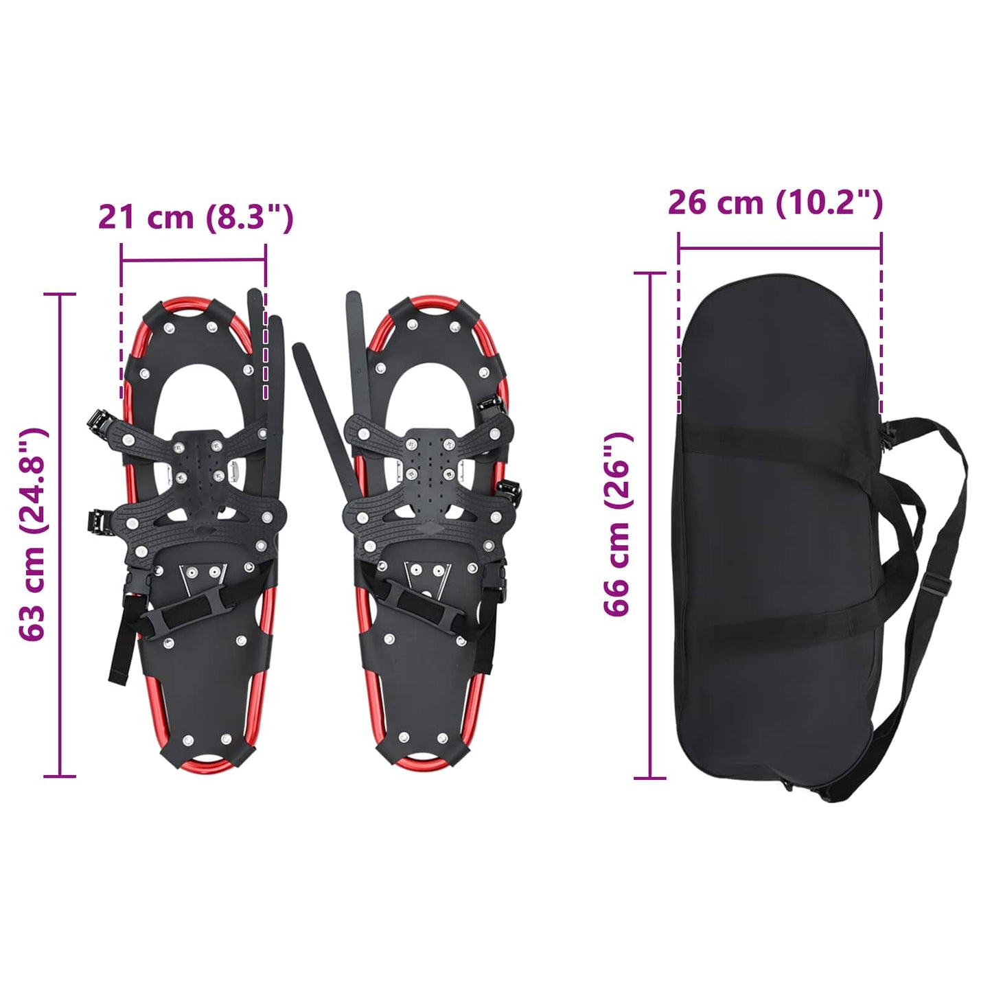 3 in 1 Sneeuwschoenen Rood en Zwart 63 x 21 cm is nu te koop bij PeponiXL, paradijselijk wonen!