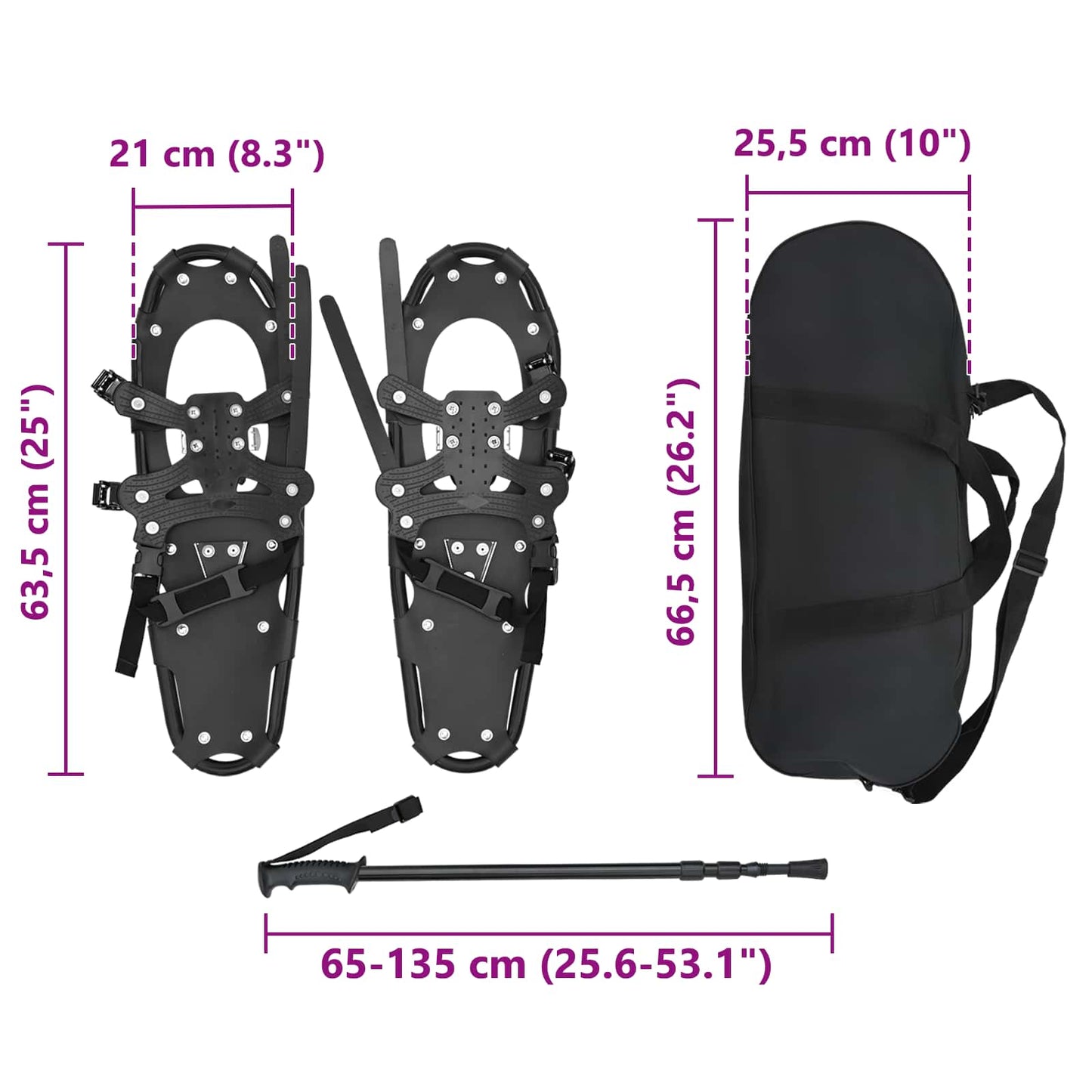3 in 1 sneeuwschoenen met wandelschoenen Zwart 63,5 x 21 cm is nu te koop bij PeponiXL, paradijselijk wonen!