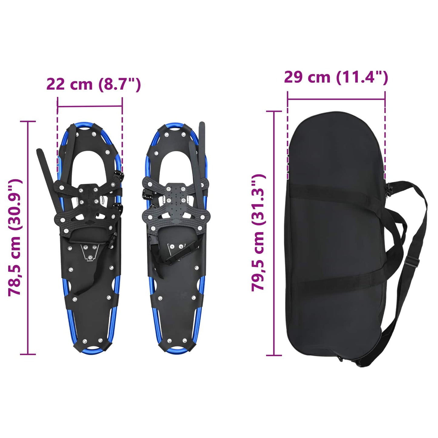 3 in 1 Sneeuwschoenen Blauw en Zwart 78,5 x 22 cm is nu te koop bij PeponiXL, paradijselijk wonen!