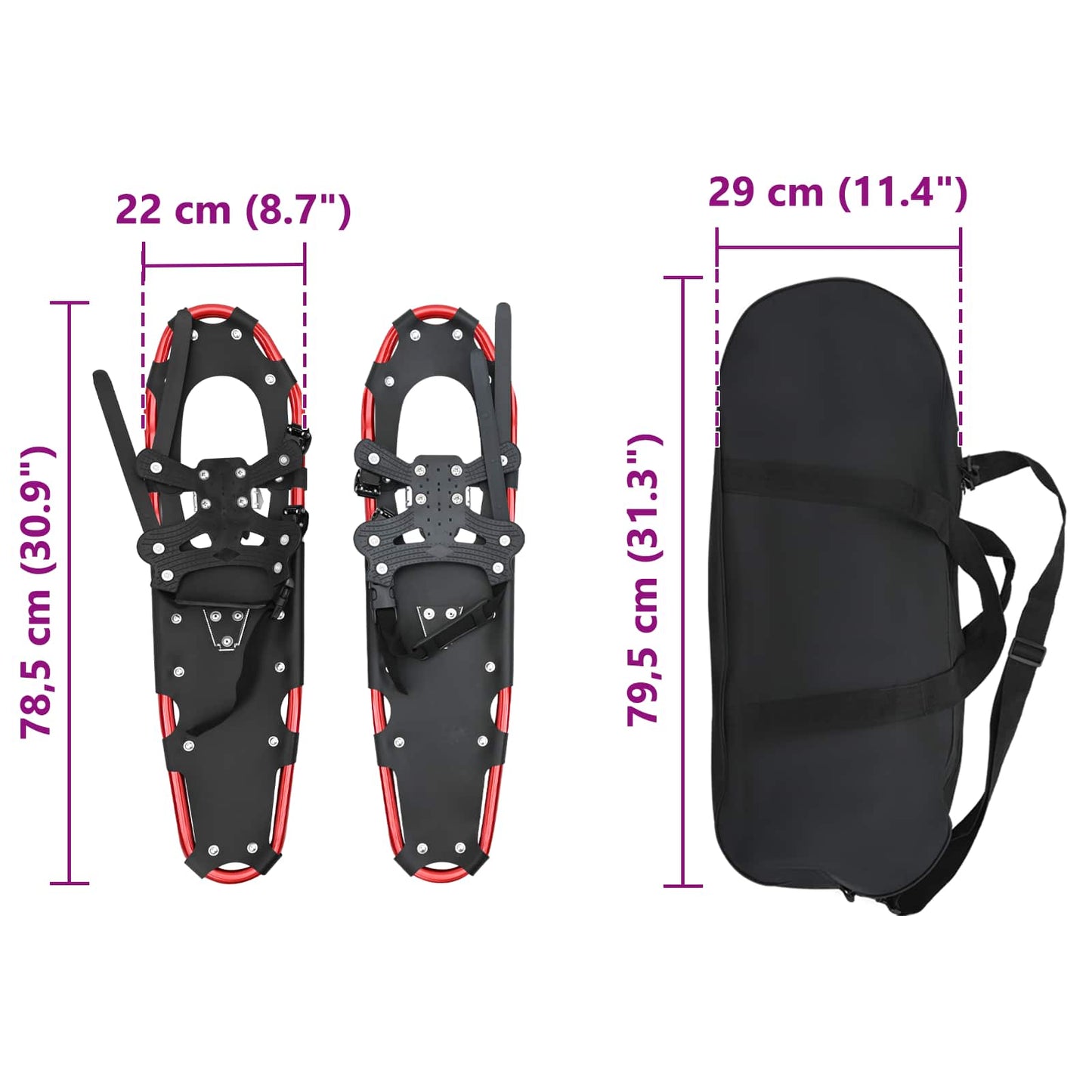 3 in 1 Sneeuwschoenen Rood en Zwart 78,5 x 22 cm is nu te koop bij PeponiXL, paradijselijk wonen!
