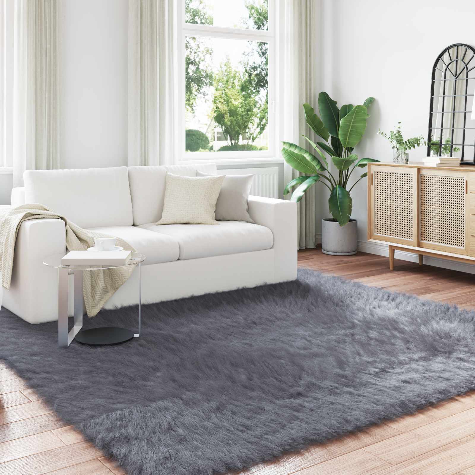 SMTCM Faux lamsvacht schapenvacht rond tapijt 70 x 70 cm wit pluizig kunstbont tapijt langharig bont zachte imitatie wol bedmat bank mat antislip wasbare pluche deurmat thuis decoratie SMTCM Faux lamsvacht schapenvacht rond tapijt 70 x 70 cm wit pluizig kunstbont tapijt langharig bont zachte imitatie wol bedmat bank mat antislip wasbare pluche deurmat thuis decoratie