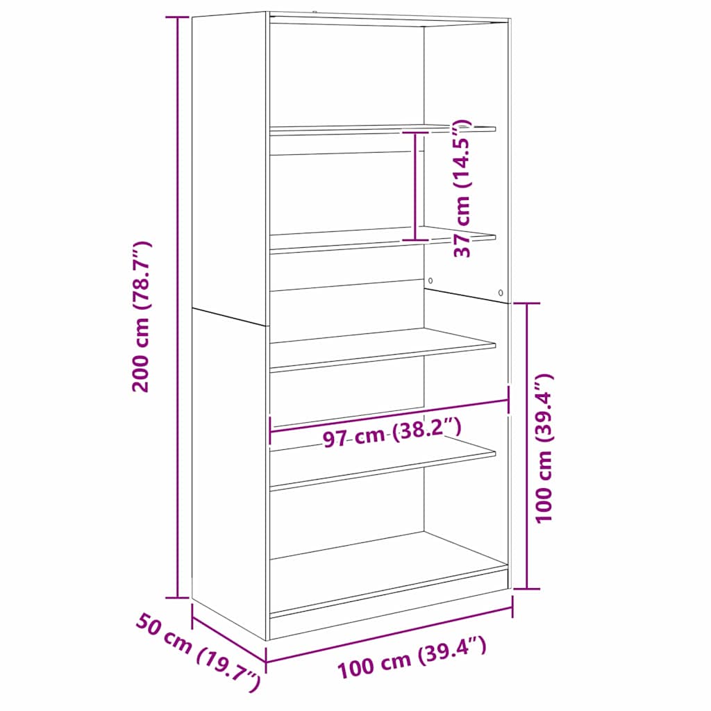 Kledingkast Zwart Eiken 100 x 50 x 200 cm Bewerkt hout is nu te koop bij PeponiXL, paradijselijk wonen!