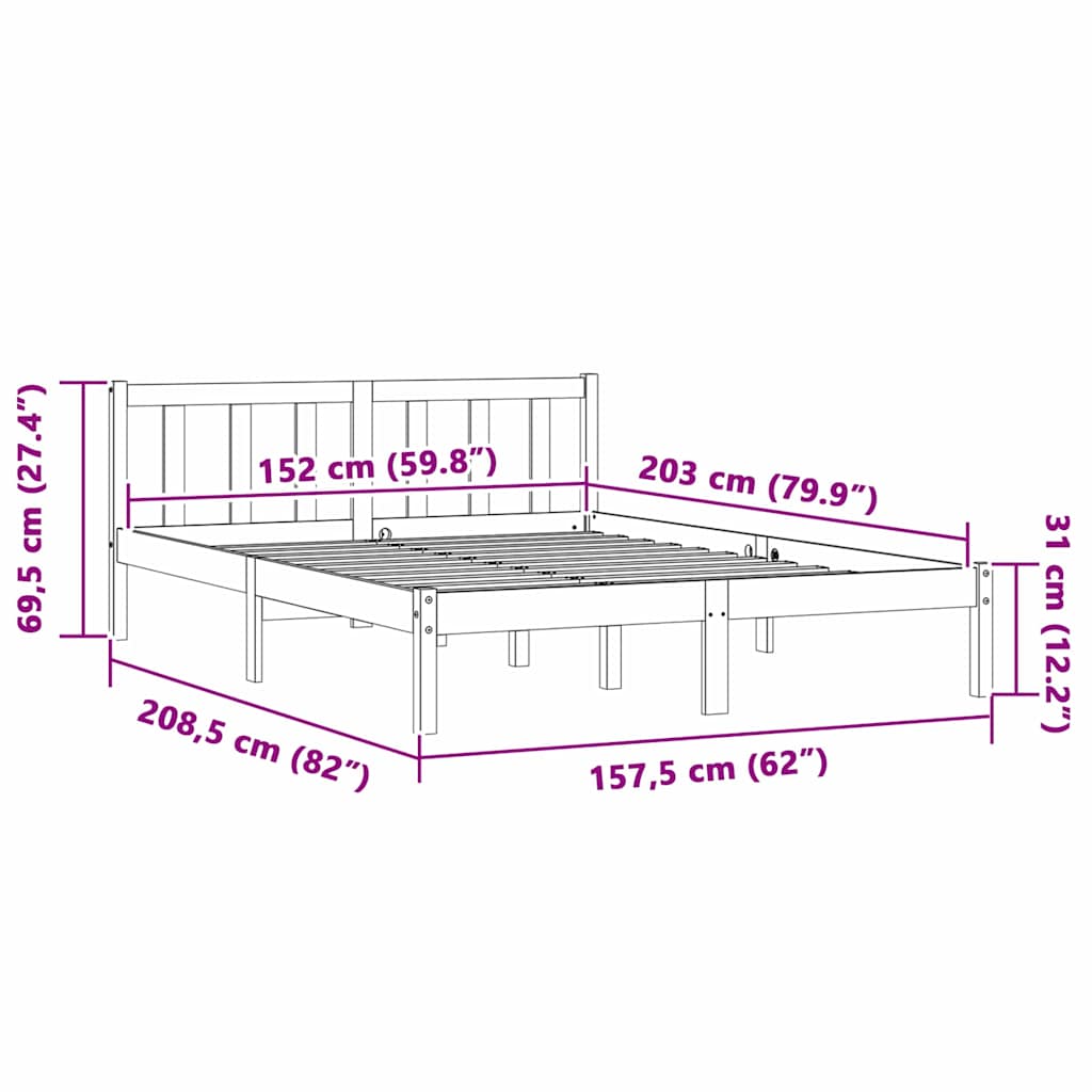 Bedframe Naturel 152 x 203 cm Massief Vurenhout