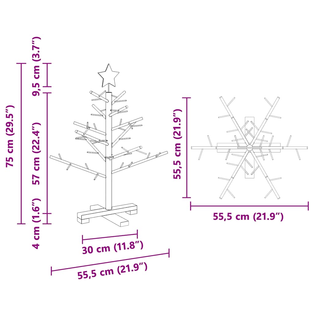 Houten kerstboom met standaard Bruin 75 cm Massief grenenhout is nu te koop bij PeponiXL, paradijselijk wonen!