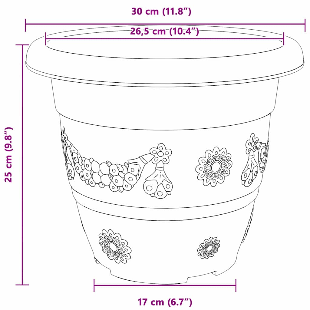 Ronde Bloempot 24 pcs Zwart Ø 30 x 25 cm Kunststof is nu te koop bij PeponiXL, paradijselijk wonen!
