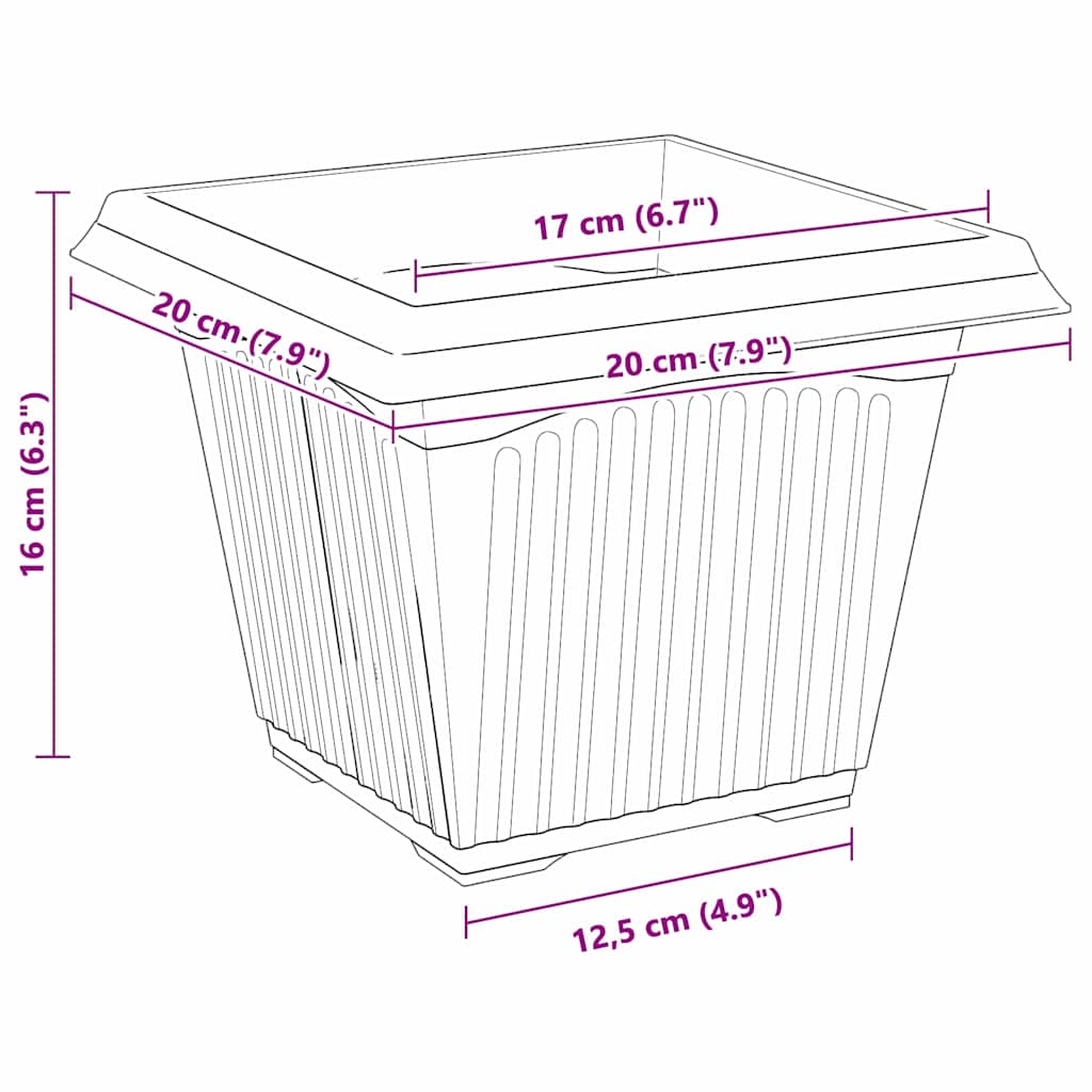Vierkante Bloempot 6 pcs Zwart 20 x 20 x 16 cm Kunststof is nu te koop bij PeponiXL, paradijselijk wonen!