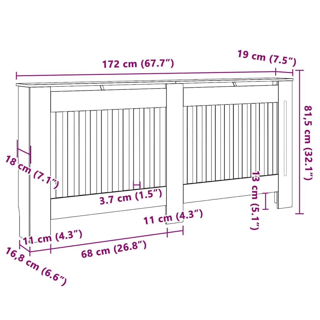 Radiatorafdekking 2 pcs Zwart 172 x 19 x 81,5 cm Bewerkt hout is nu te koop bij PeponiXL, paradijselijk wonen!