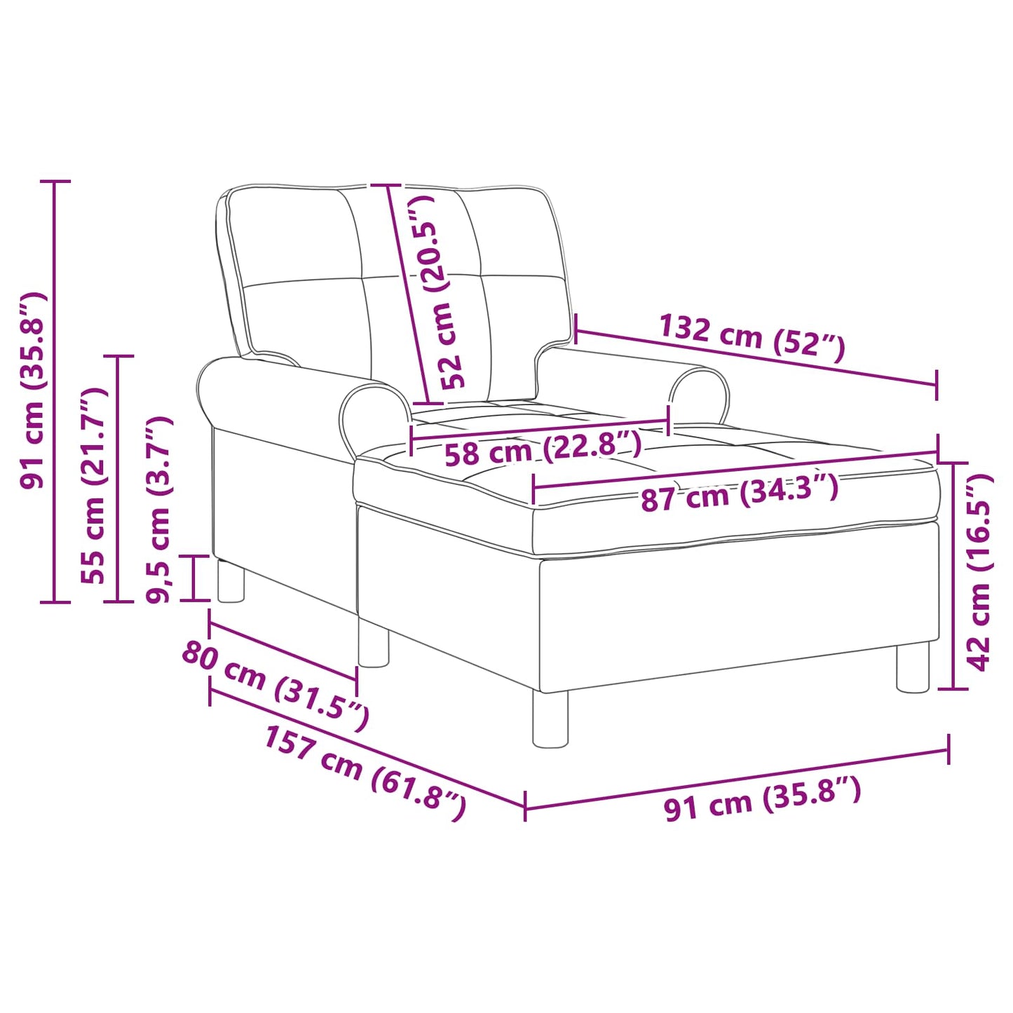 Chaise Lounge met kussen Zwart 91 x 157 x 91 cm Antiek PU is nu te koop bij PeponiXL, paradijselijk wonen!