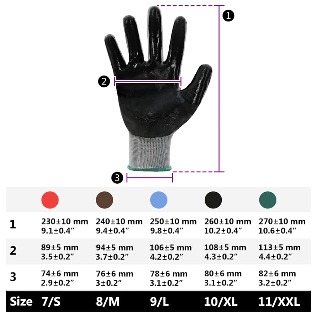 Werkhandschoenen 12 pcs Grijs en zwart 11 / XXL Polyester is nu te koop bij PeponiXL, paradijselijk wonen!