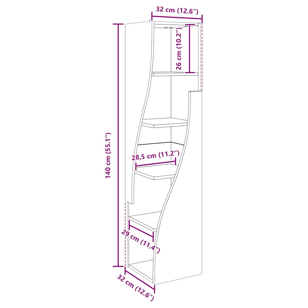 Hoekkast Wit 32x32x140cm Bewerkt hout is nu te koop bij PeponiXL, paradijselijk wonen!