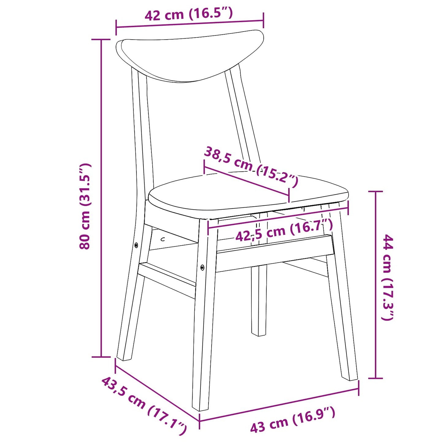 Eettafelstoelen 2 pcs Licht Bruin 42 x 47.5 x 81 cm is nu te koop bij PeponiXL, paradijselijk wonen!