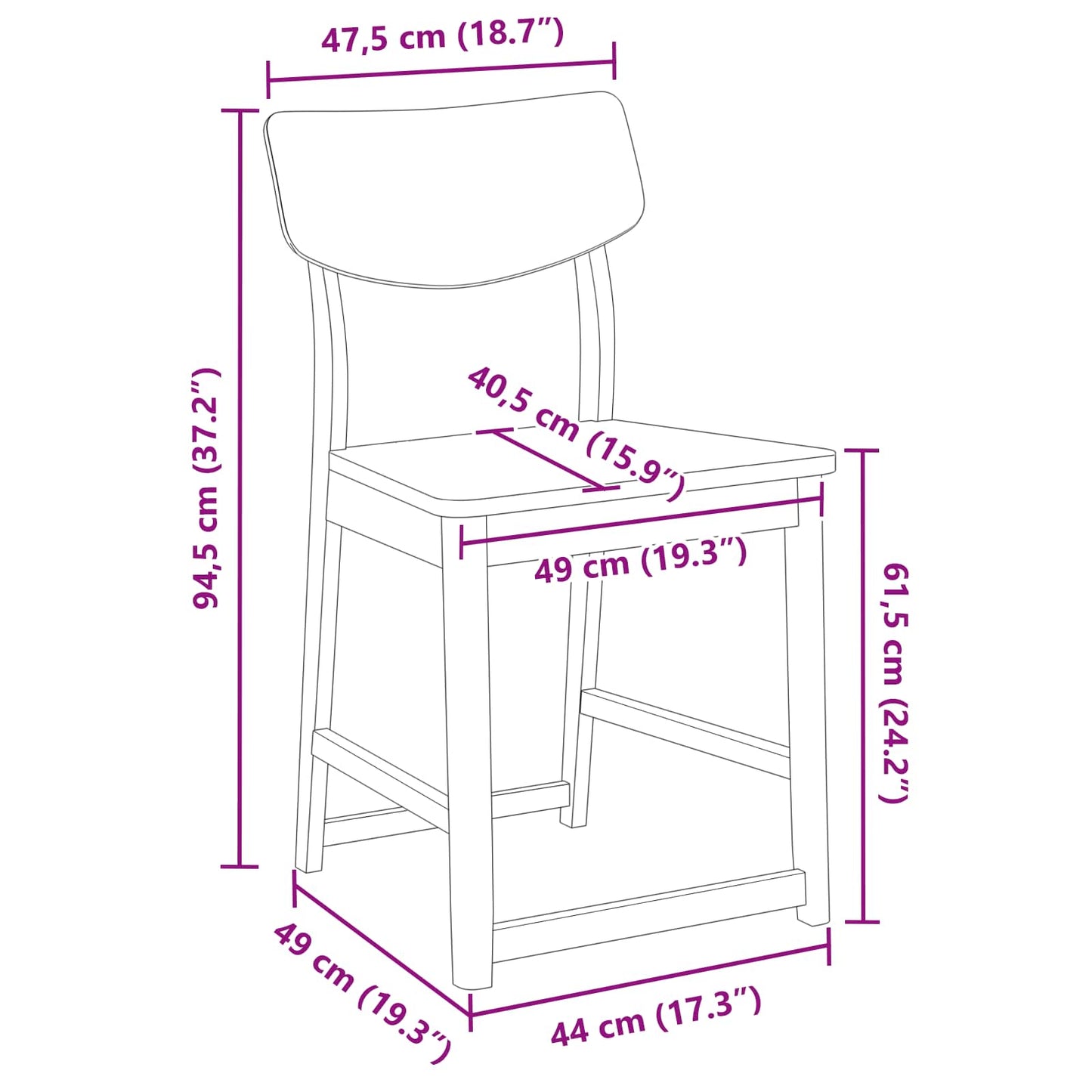 Eettafelstoelen 2 pcs Wit 48 x 49 x 95 cm Massief Rubberhout is nu te koop bij PeponiXL, paradijselijk wonen!