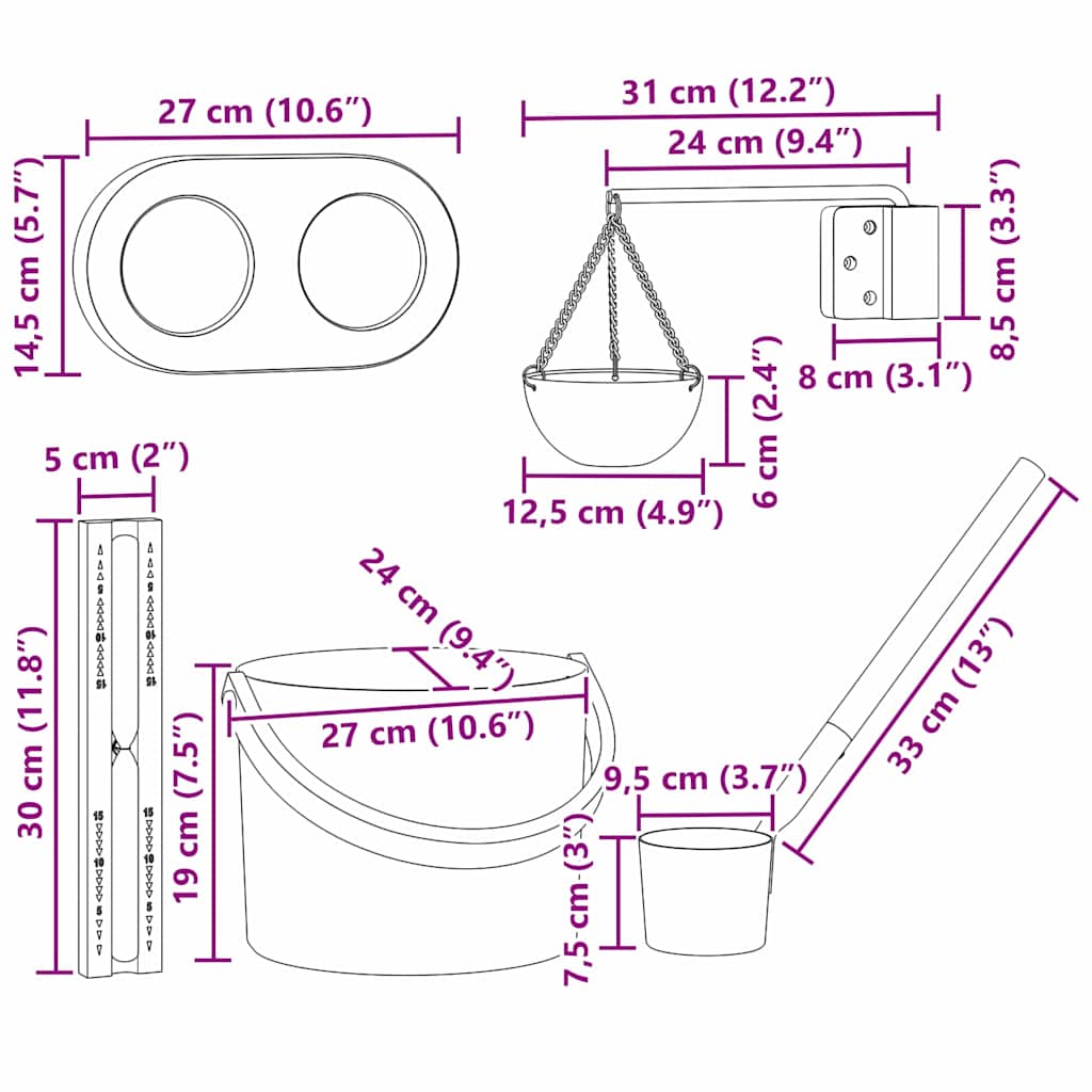 Sauna Accessoire Set 5 pcs Zwart is nu te koop bij PeponiXL, paradijselijk wonen!
