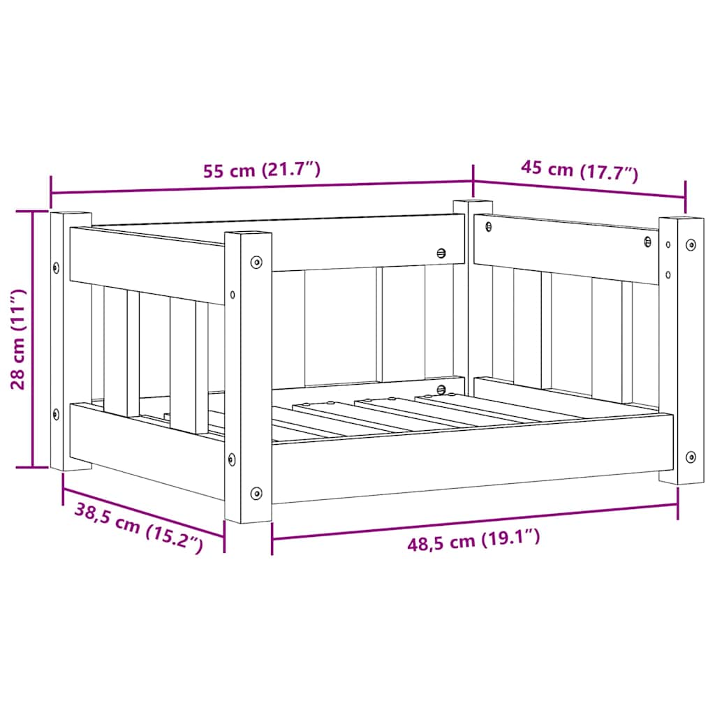 Hondenbed Wasbruin 55 x 45 x 28 cm Massief grenenhout is nu te koop bij PeponiXL, paradijselijk wonen!